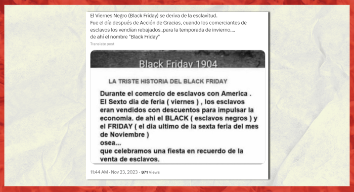 Falso: Black Friday tiene relación con el comercio de esclavos negros