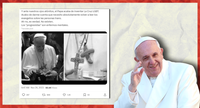 Falso: Papa Francisco usando la cruz LGBT