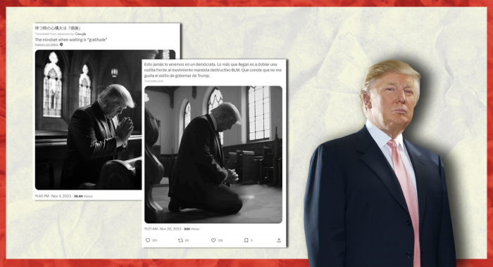 Falso: imágenes de Donald Trump rezando